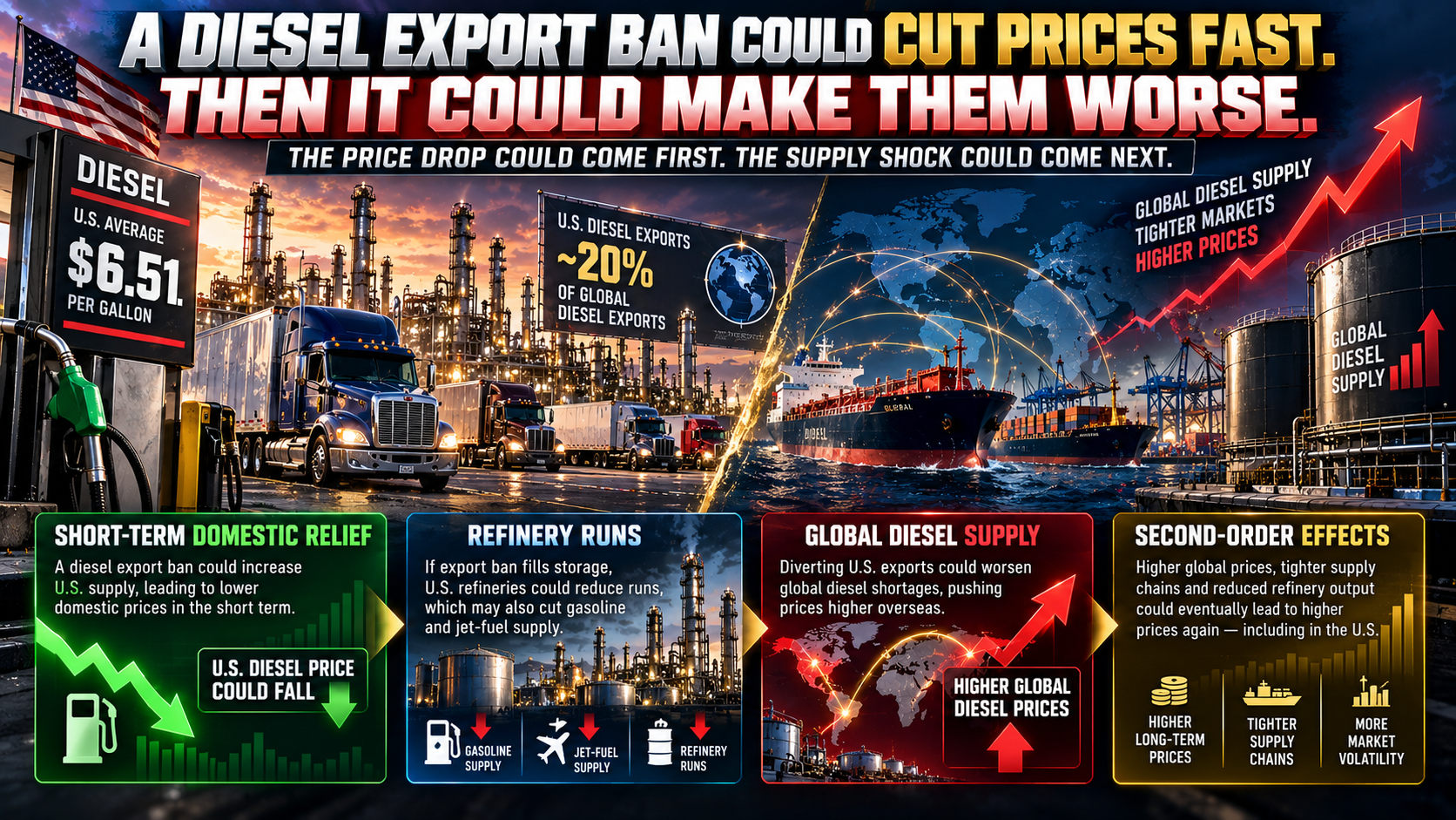 A Diesel Export Ban Could Cut Prices Fast. Then It Could Make Them Worse.